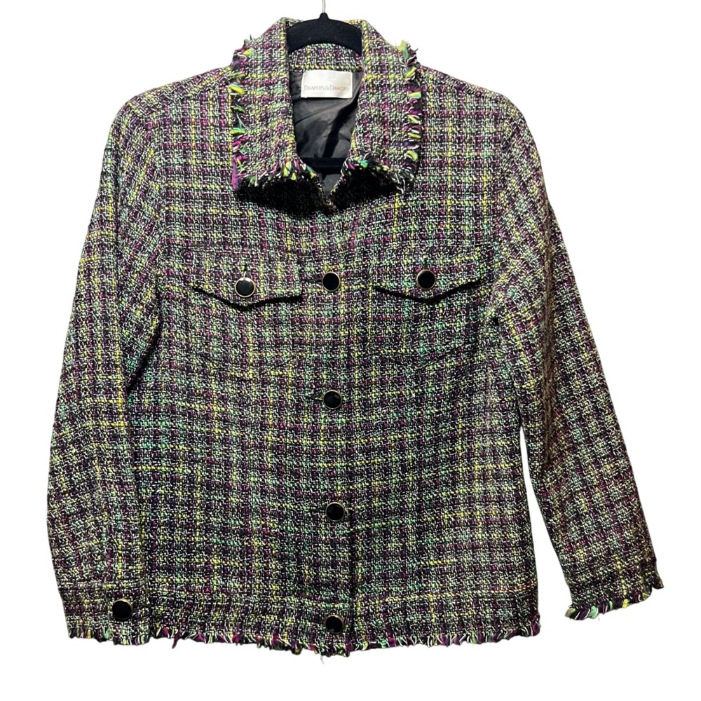 Draper's & Damon's Tweed Jacket Fringed Multicolor Blazer Small